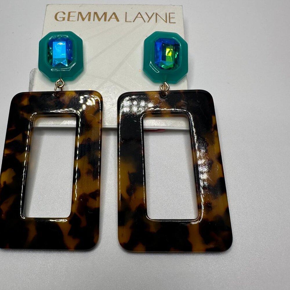 Gemma Layne Tortoise Shell Square Drop Earrings W… - image 4